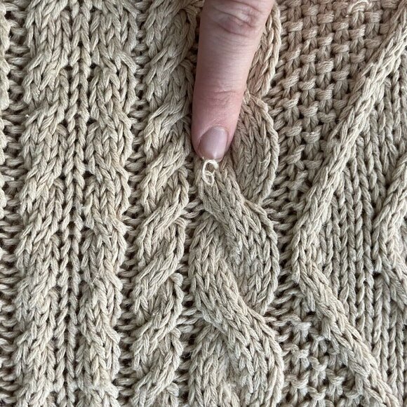 Abercrombie & Fitch Cottage Handknits Chunky Knit Sweater Women’s Large Ramie - Picture 10 of 12